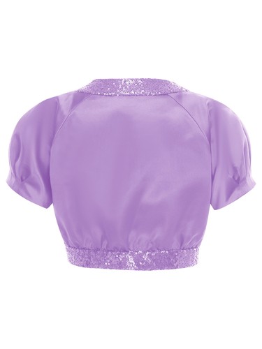 Girl~Sparkly Satin Dress Coat Kids Sequins Cropped Bolero Shrug Button Closure - Picture 62 of 78