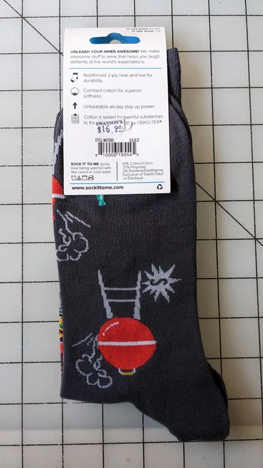 Calcetines Sock It To Me BBQ Beer para hombre unisex gris carbón rojo nuevos Foto 2 de 3