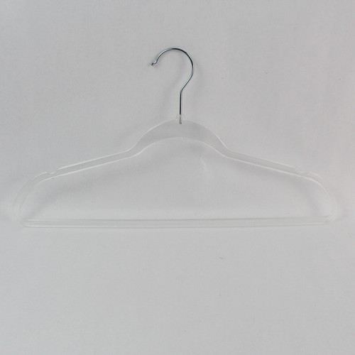 Lot of 10 Clear Plastic Flat Clothes Hangers 17.5" Standard Size - Picture 3 of 5