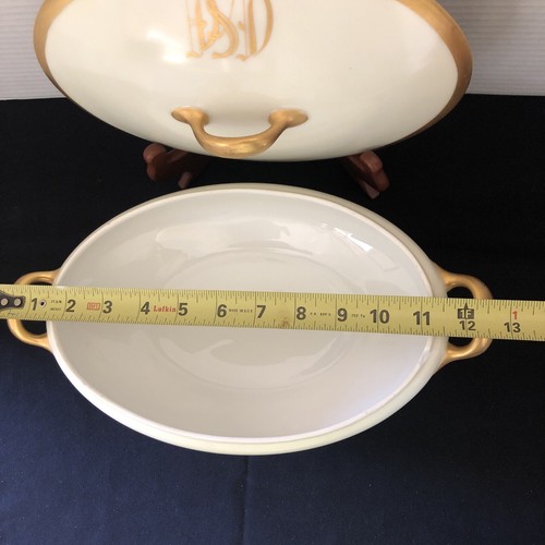 B&C Limoges France Monogramed Oval Porcelain Covered Vegetable Bernardaud & Co - Picture 12 of 24