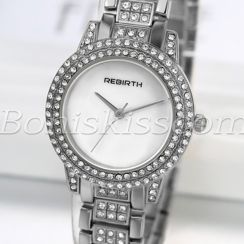 Damen Luxus Künstliche Muschel Strass Zifferblatt Edelstahl Quarz Armbanduhr - Bild 22 von 23