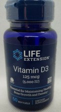 Life Extension Vitamin D3 125 mcg (5000 IU), 60 softgels