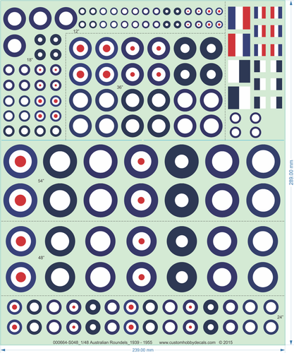 RAAF (Australian) Roundels_ 1939 - 1955 - 1/32 1/48 1/72 - Water Decal - Picture 3 of 4