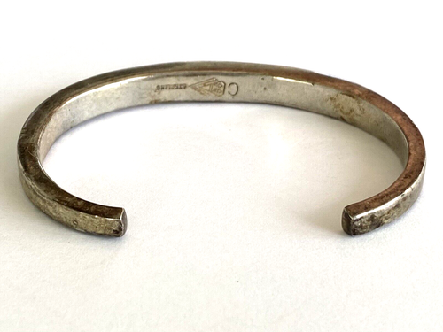 Signed By Designer Native American Sterling Silver Opal Inlay Bracelet Cuff - Picture 20 of 21