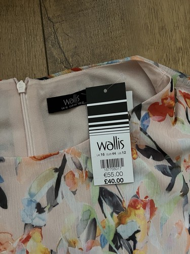 Wallis Pink floral dress with waist ties UK Size 16 New With Tags - Afbeelding 2 van 9
