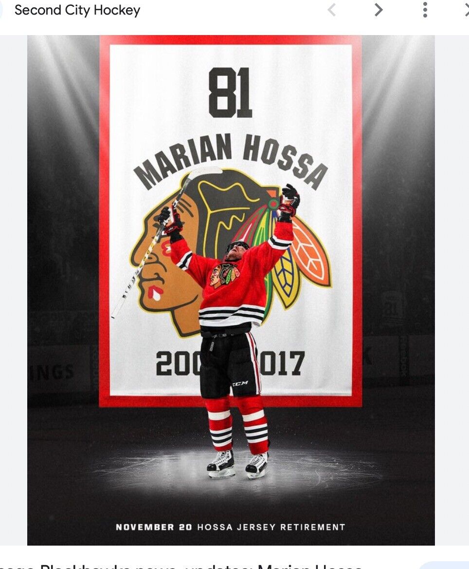 Chicago Blackhawks Marian Hossa jersey retirement