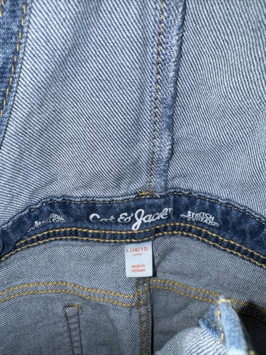 Large 10/12 Girls Denim Overalls Shorts Cat & Jack NWT Blue Bibs - Picture 4 of 5