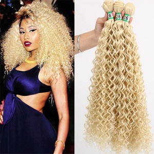 Long Kinky Curly Blonde 1 3bundles Hair Extensions Synthetic Hair