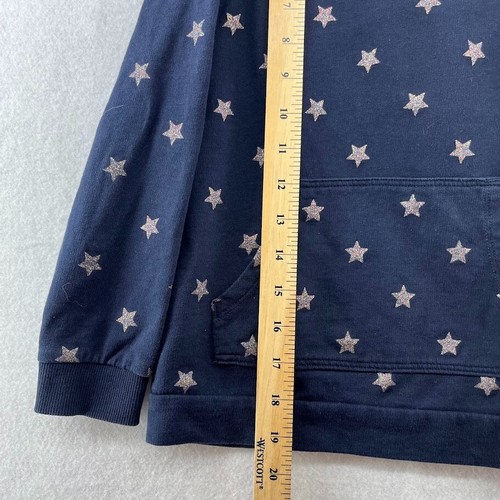 H&M Basic Girl's Navy Glitter Stars Hoodie Size 6-8Y - Picture 5 of 7