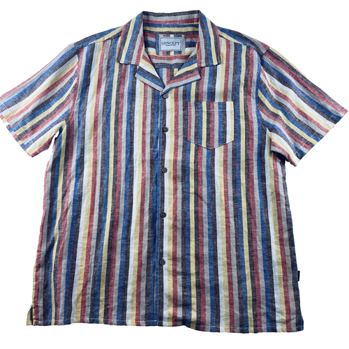 Concept Shirt Mens Size XXLarge Multicolour Stripe Short Sleeve Casual Beach - Picture 2 of 11