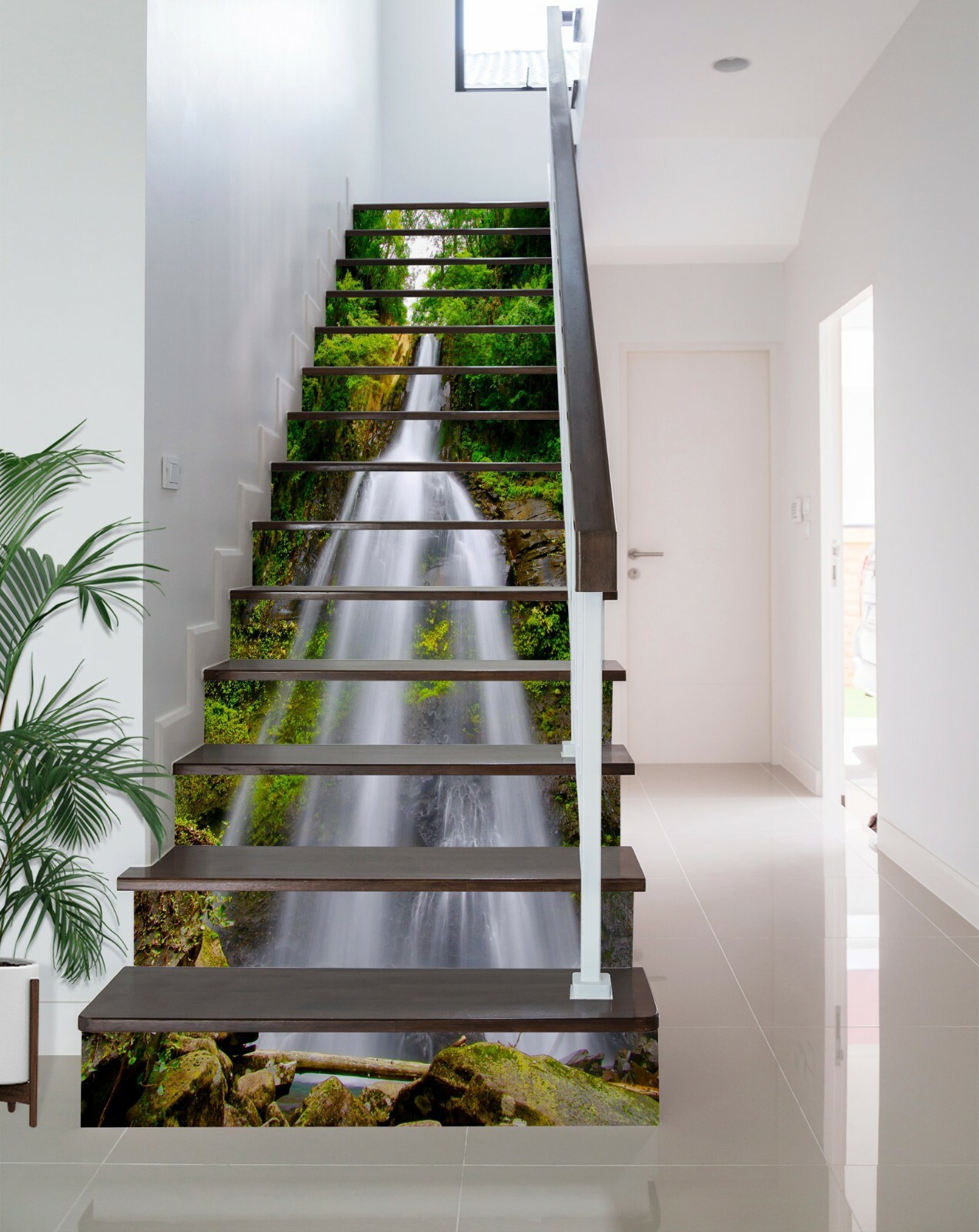 3D Waterfall Forest 550NA Schody Risers Dekoracja Naklejka winylowa Tapeta Fay Klasyczna popularna, popularna WYPRZEDAŻ