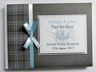 Scottish blue highland granite tartan wedding guest book, album