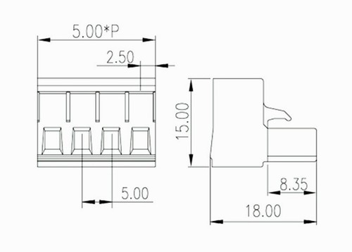 5pc Plug for Pluggable Terminal Block 5ESDV-05P 5P 15A 300V Pitch= 5mm DINKLE - Picture 4 of 4
