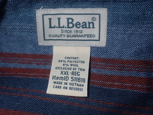 L.L. Bean Men Katahdin Performance Flannel Anorak XXL Blue Stripe Outdoor Jacket - Picture 8 of 8