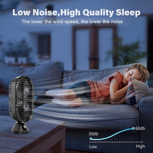 Desk Fan Oscillating Fan, Portable USB Tower Fan with Stepless Speed, Dual Air - Picture 4 of 8