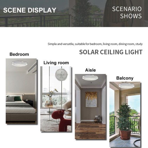 LED Solar Powered Light Pendant Ceiling Lamp for Indoor Outdoor Garden Shed Barn - Picture 4 of 21