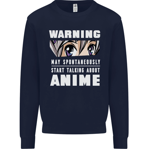 Warning May Start Talking About Anime Funny Kids Sweatshirt Jumper - Picture 19 of 92