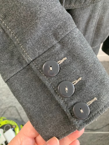 NEXT Cappotto Doppiopetto Grigio Scuro Pea Cintura Media Lunghezza UK12 Giacca Lavoro - Foto 14 di 21