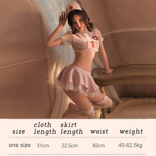 Erotic Mini Dress See-through Nurse Uniform Cosplay Babydoll Underwear Set - Picture 4 of 10