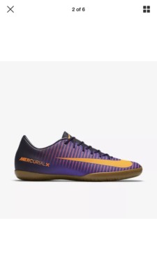 Nike MercurialX Victory VI IC Mens 8 Purple Orange Indoor Soccer Shoe 831966-585 Nike Mercurial X Orange and Purple Indoor Soccer Athletic  main image 3