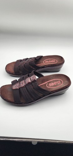 Klogs Slip Resistant Women Size 9 M Brown Wedge Slip On Sandal Straps - Picture 4 of 6