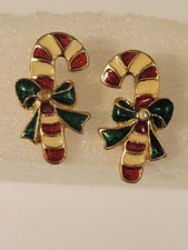 Candy Cane Holiday Enamel Earrings