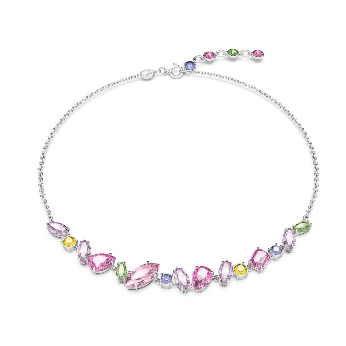 Swarovski Gema Necklace Mixed cuts, Multicolored, Mini Frontal  