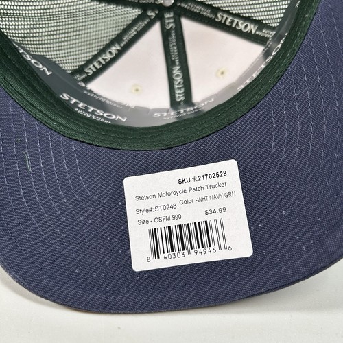 Stetson Trucker Hat Cap Mens Beige Green Snapback Western American Classic New - Picture 7 of 9