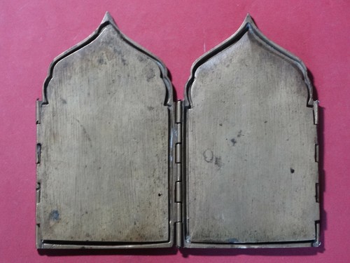 Reiseikone Ikone Rußland Bronze vierteilig Christus Heilige ~ 1890 email - Bild 4 von 6