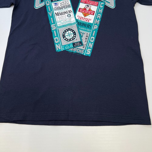 Vintage Seattle Mariners Shirt Men Medium 2001 AL West Champs Y2K Navy Cruise + - Picture 4 of 11