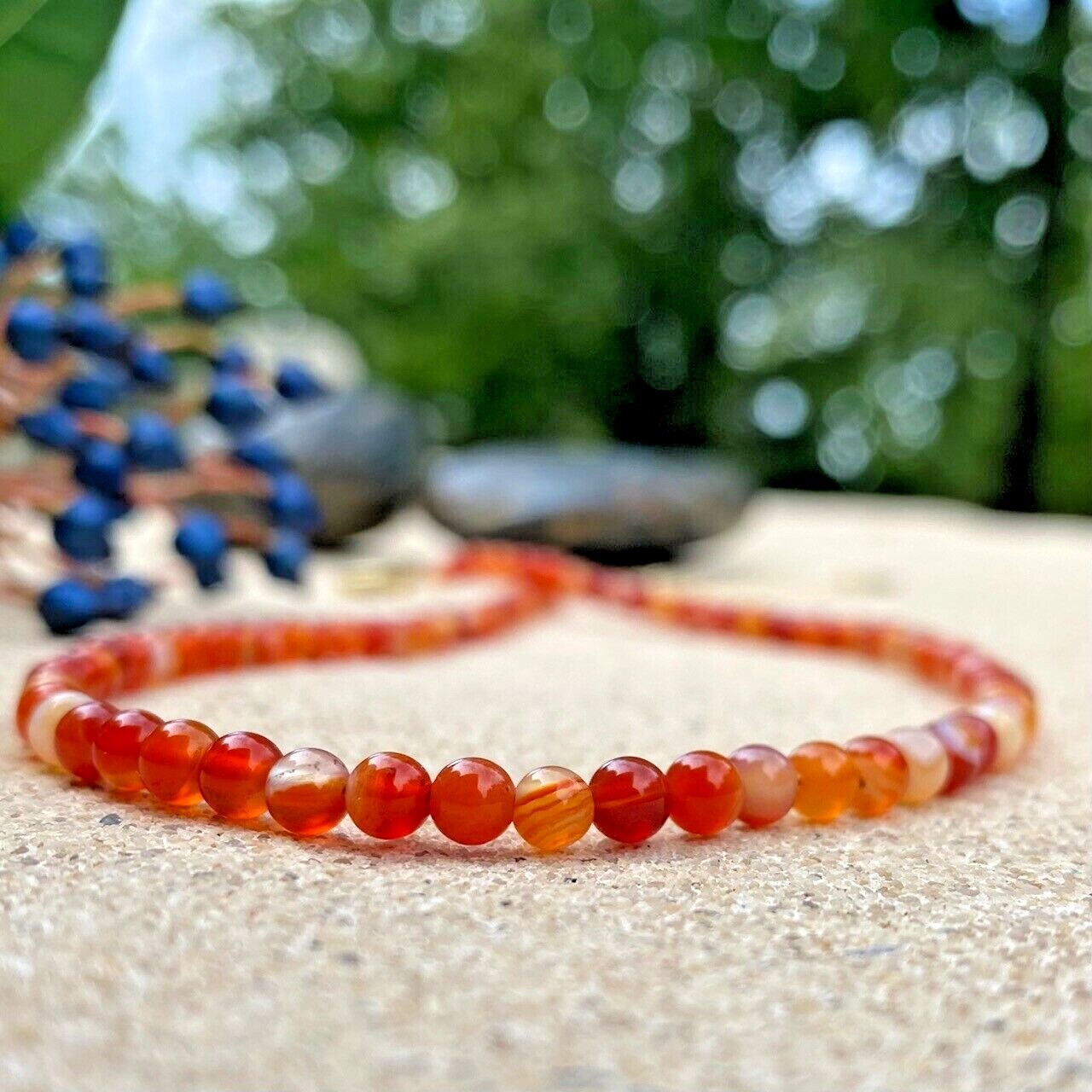 Collier ras de cou en perles de cornaline naturelle de qualité supérieure
