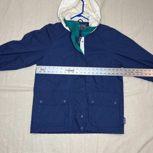 Pacific Trail Jacket Womens Small blue teal hooded zip flap gorp Rain Camp Hike - Picture 4 of 5