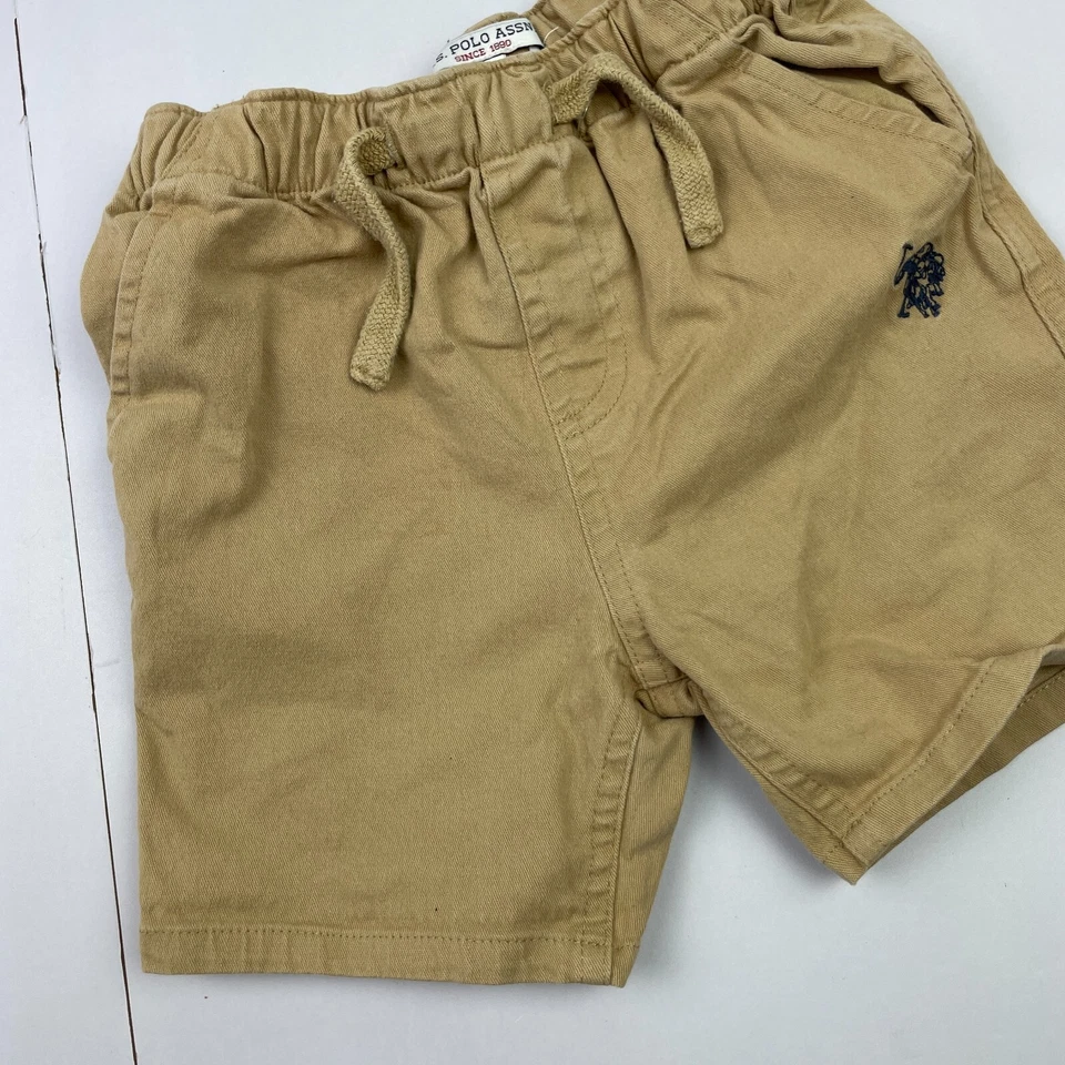 US Polo Assn Shorts 36 Meses Beige Niños Chino Algodón Bolsillos Cintura Elás... - Imagen 3 de 4