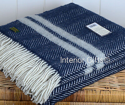 Pure New Wool Throw Blanket Navy Blue, Navy Blue Throws For Sofas Uk