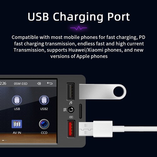 Single 1 DIN Apple Carplay 4.1" Car Radio Bluetooth MP5 Touch Screen Stereo Cam - Picture 7 of 14