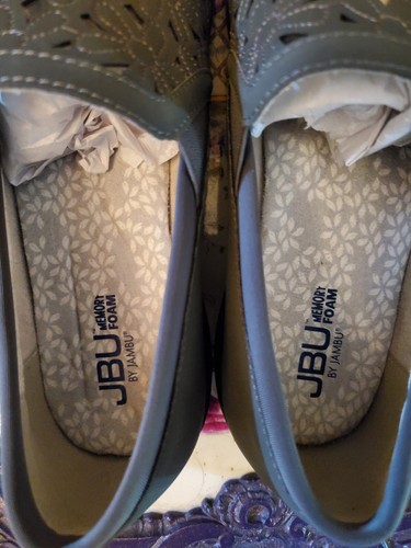 JBU by Jambu Women's Comfort Casual Floral Oxford Flat. Grey W/Pink Thread NWT - Picture 6 of 13