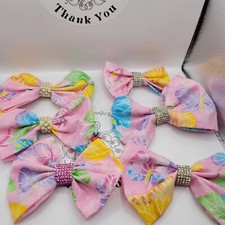 "Sale" Handmade Baby Girls Fancy, Pink Butterfly, Princess Fabric Hair Clip Bow.