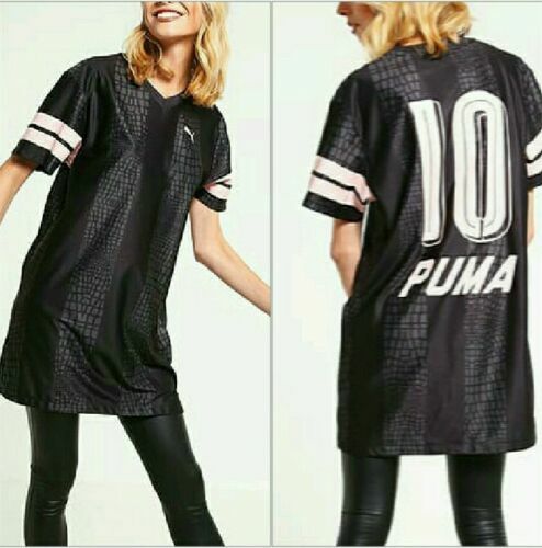 Puma Womens T-shirt Dress Loose Boyfriend Fit Oversize Black Pink Size S / UK10 - Picture 2 of 3