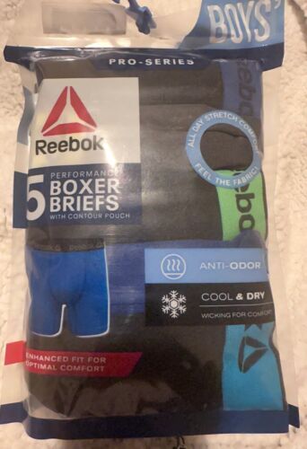 REEBOK 5-Pack Boys Boxer Briefs Underwear -Wicking Anti-Odor Stretch Extra Large - Picture 1 of 3
