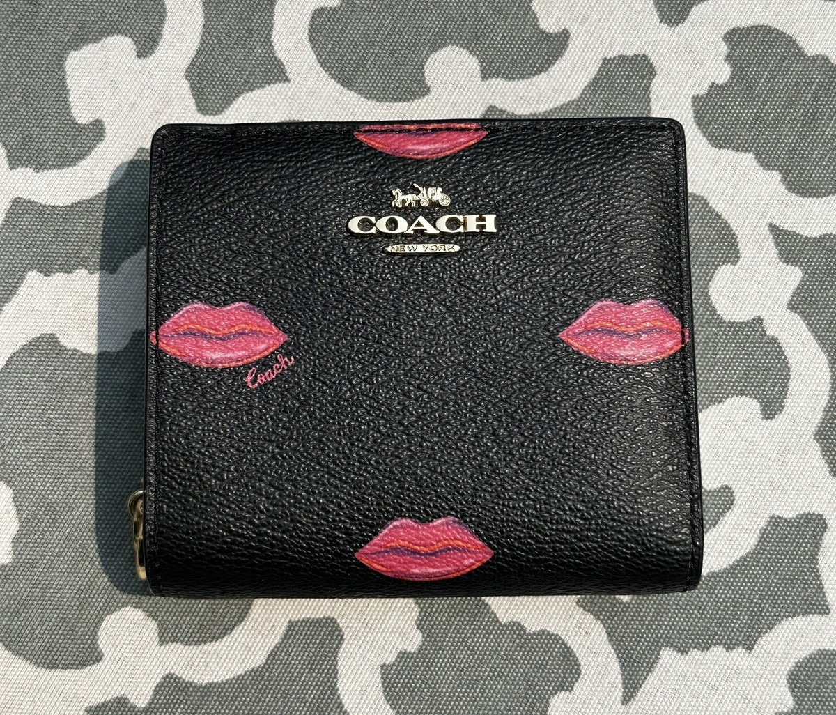 Black coach Snap wallet With Hot Pink Lip Prints | eBay