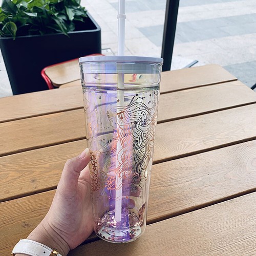 Neu Starbucks Glas Tasse Mermaid Dazzle Sippy Straw Cup 591ml Tumbler gutes Geschenk - Bild 3 von 5