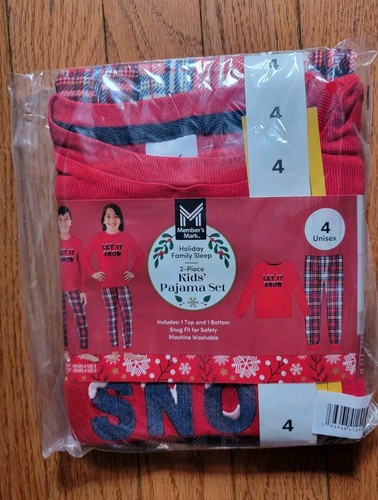NEW Let It Snow Matching Family PJ Sleep Kid's Unisex Size 4 2-Piece Pajama Set - Picture 1 of 13