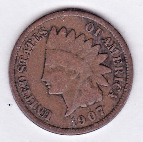 1907 INDIAN HEAD CENT in GOOD + condition :~ PLEASE SEE THE SCAN    stk I 1010 - Picture 1 of 4