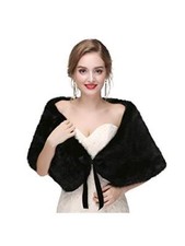 Women's Faux Fur Wraps Wedding Fur Shawls Sleeveless 1920 Faux Fur Stole for Top