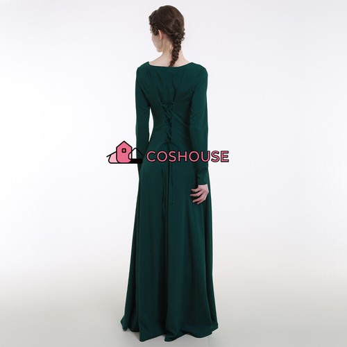 Women Medieval Renaissance Dress Green Historical Retro Court Gown for Role Play - Picture 8 of 8