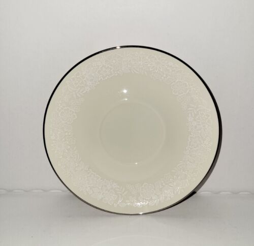 Gorham BRIDAL BOUQUET Set di 4 piattini (6") FINE CHINA crema + bordo platino - Foto 16 di 16