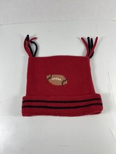 red knit college classics hat made in peru red tassle football themed Kids Women