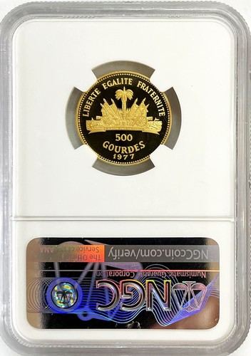 1977 GOLD HAITI 504 MINTED 500 GOURDE MONTREAL OLYMPICS NGC PROOF 69 ULTRA CAMEO - Picture 2 of 2
