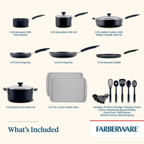 Easy Clean 22 Piece Nonstick Aluminum Pot and Pan Set, Black - Picture 3 of 14