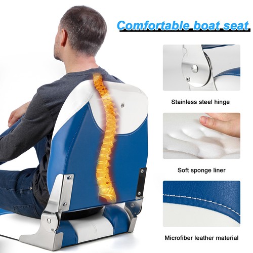 2× Deluxe Low Back Boat Seats Folding Boat Chair Fold-Down Fishing Boat Seats - Picture 4 of 8